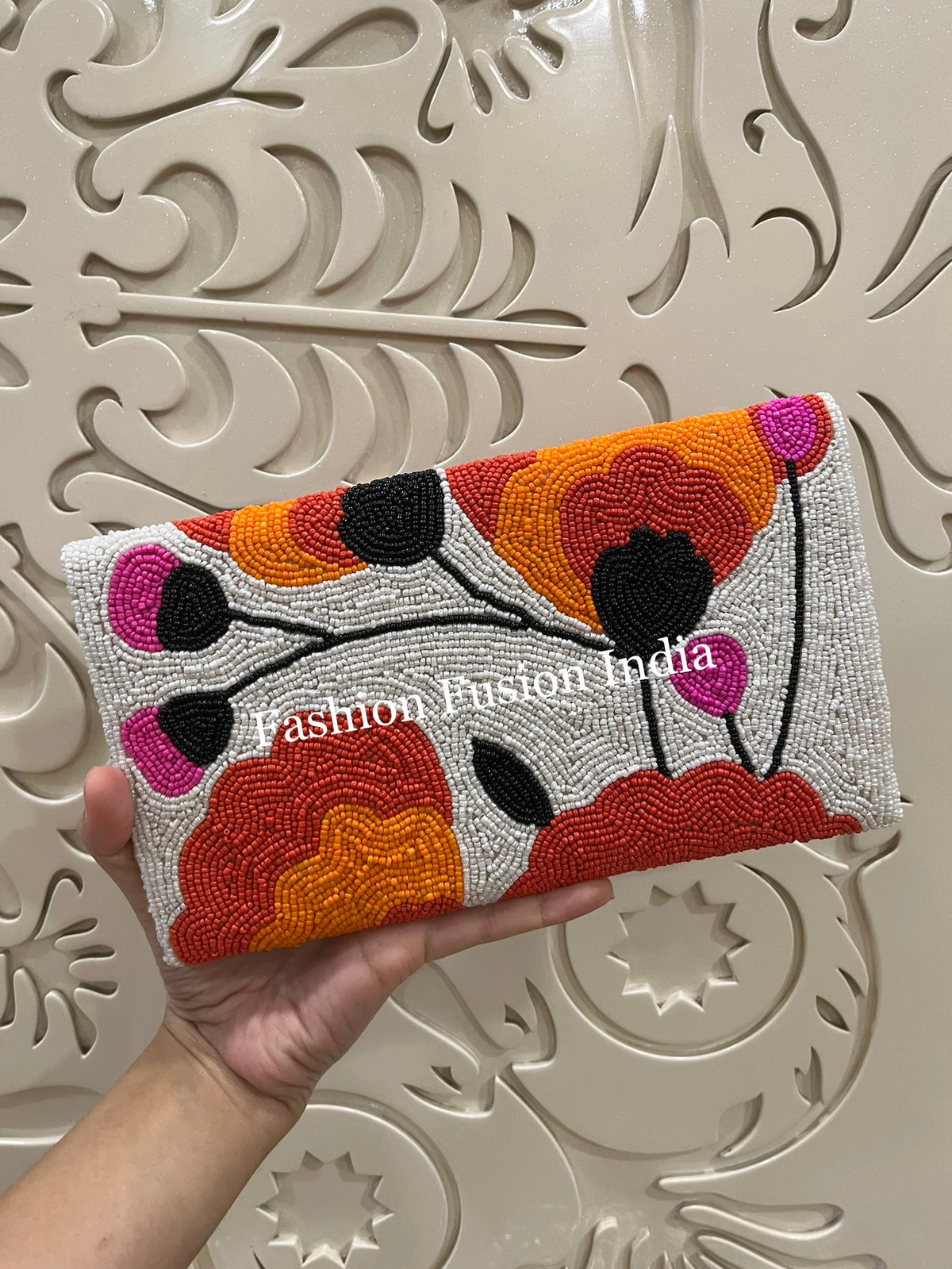 Multicolor Beaded Clutch Bag