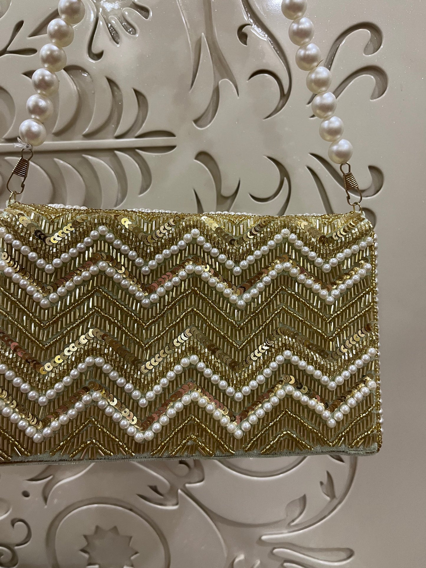 Embroidered Beaded Pearl Box Clutch Bag – Handmade MDF Hardcase Purse for Bridal, Party & Festive Wear | Designer Clutch by Fashion Fusion India