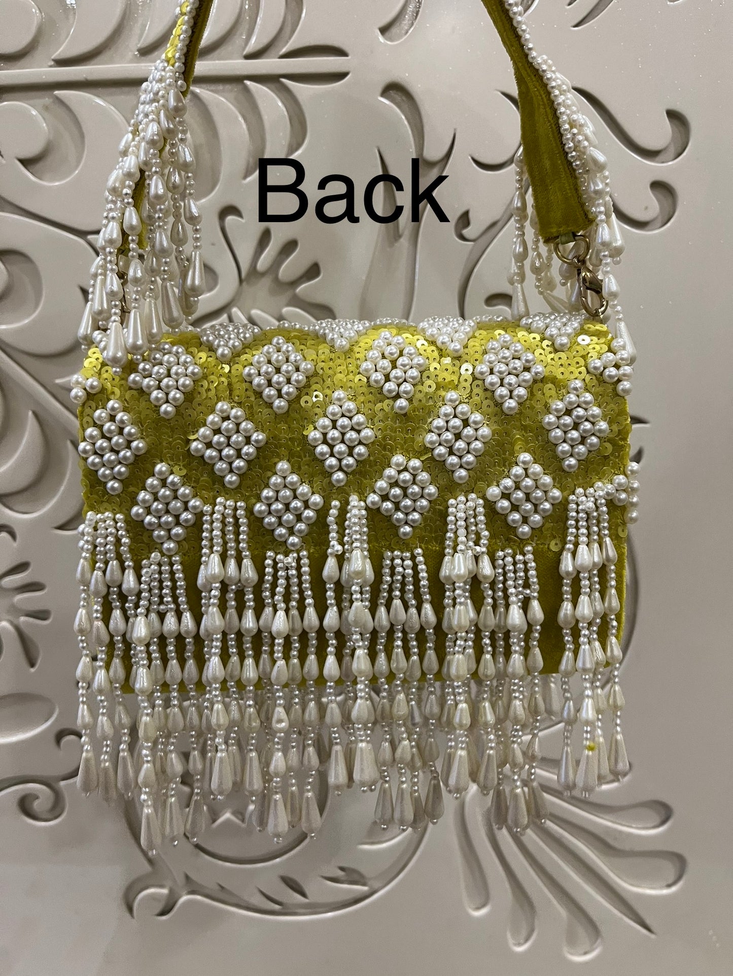 Sequin Pearl Flap Clutch Bag – Handmade Designer Bridal & Party Purse by Fashion Fusion India