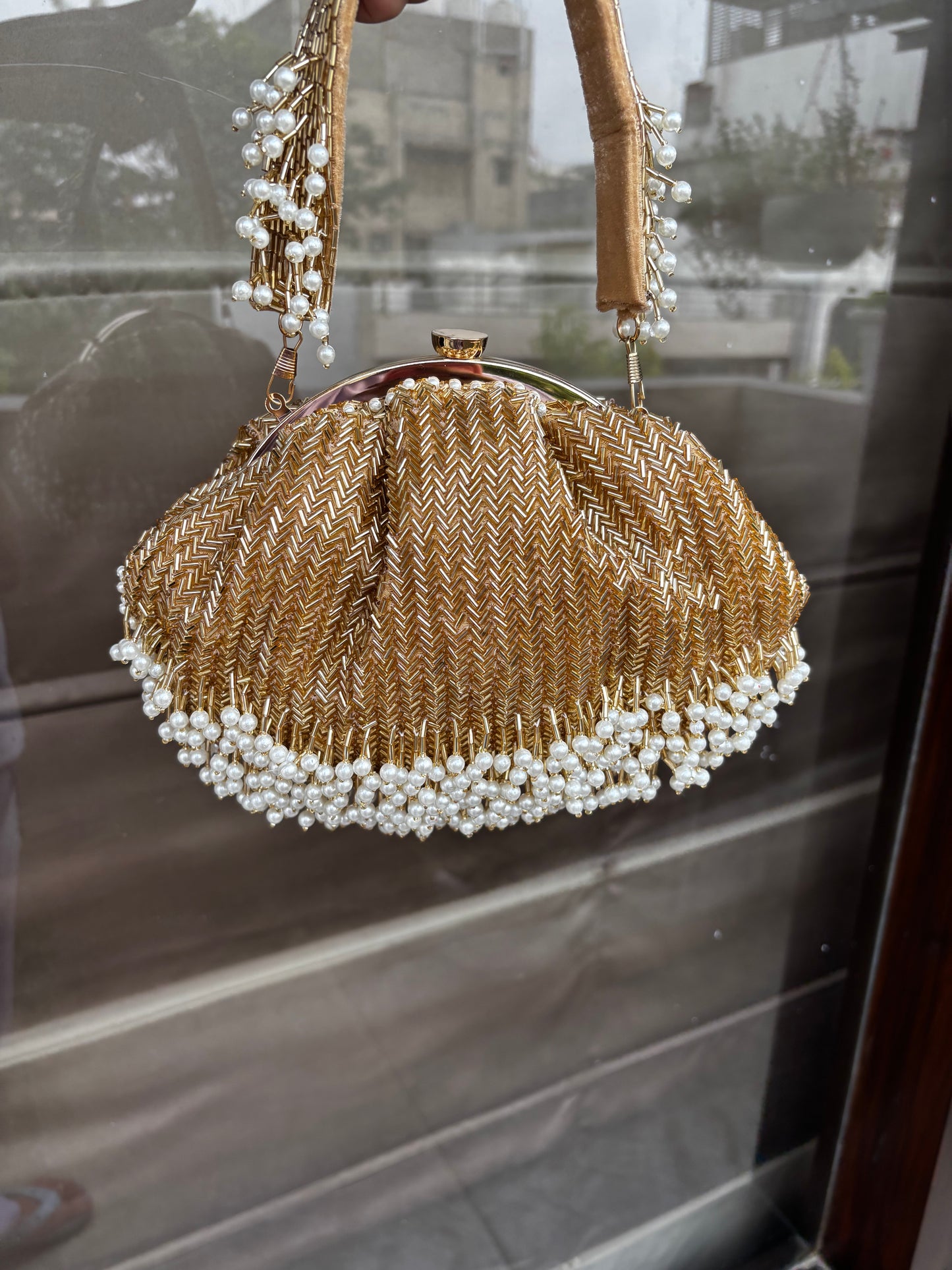 Gold Hand Embroidery Batua