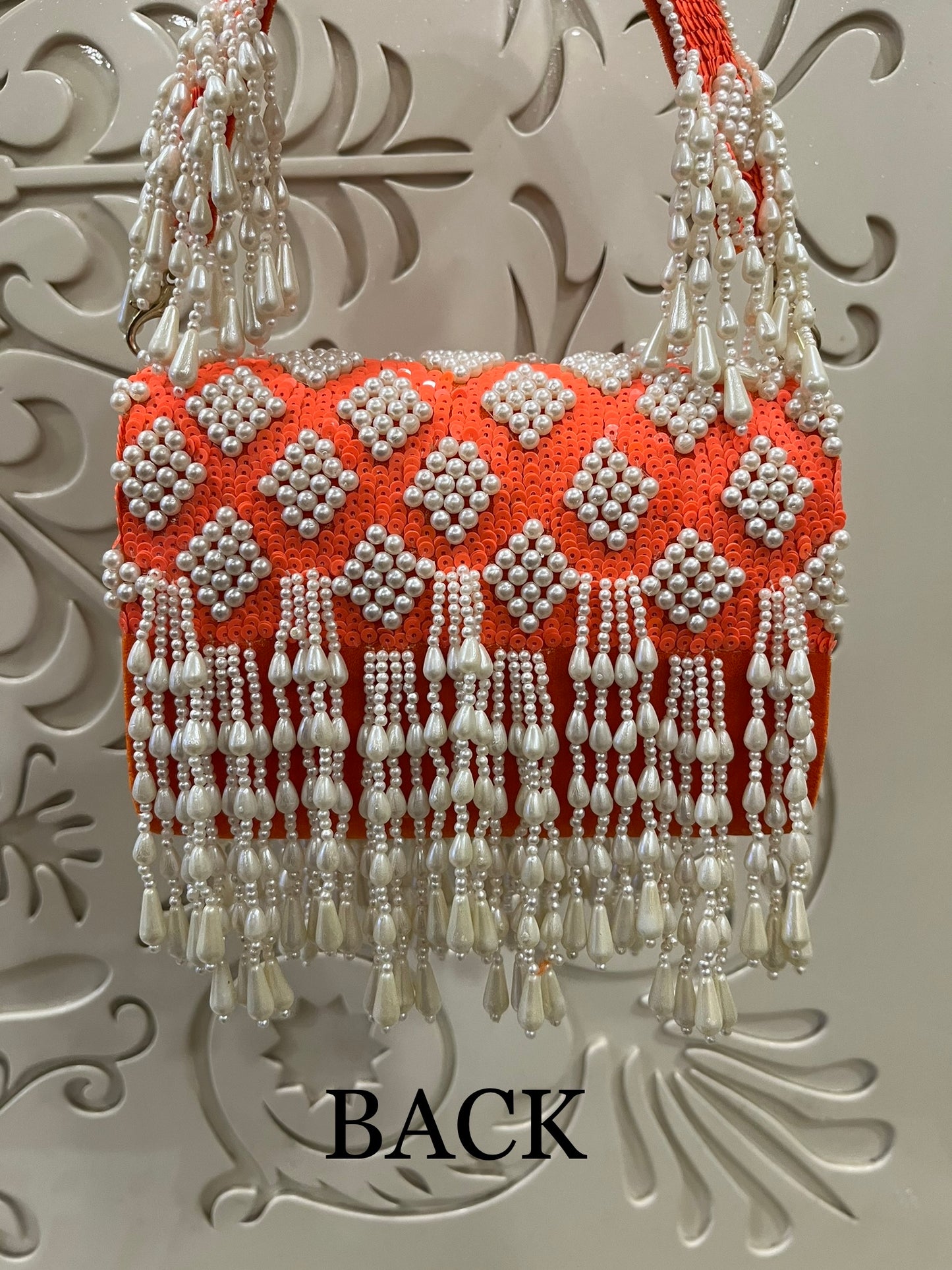 Sequin Pearl Flap Clutch Bag – Handmade Designer Bridal & Party Purse by Fashion Fusion India