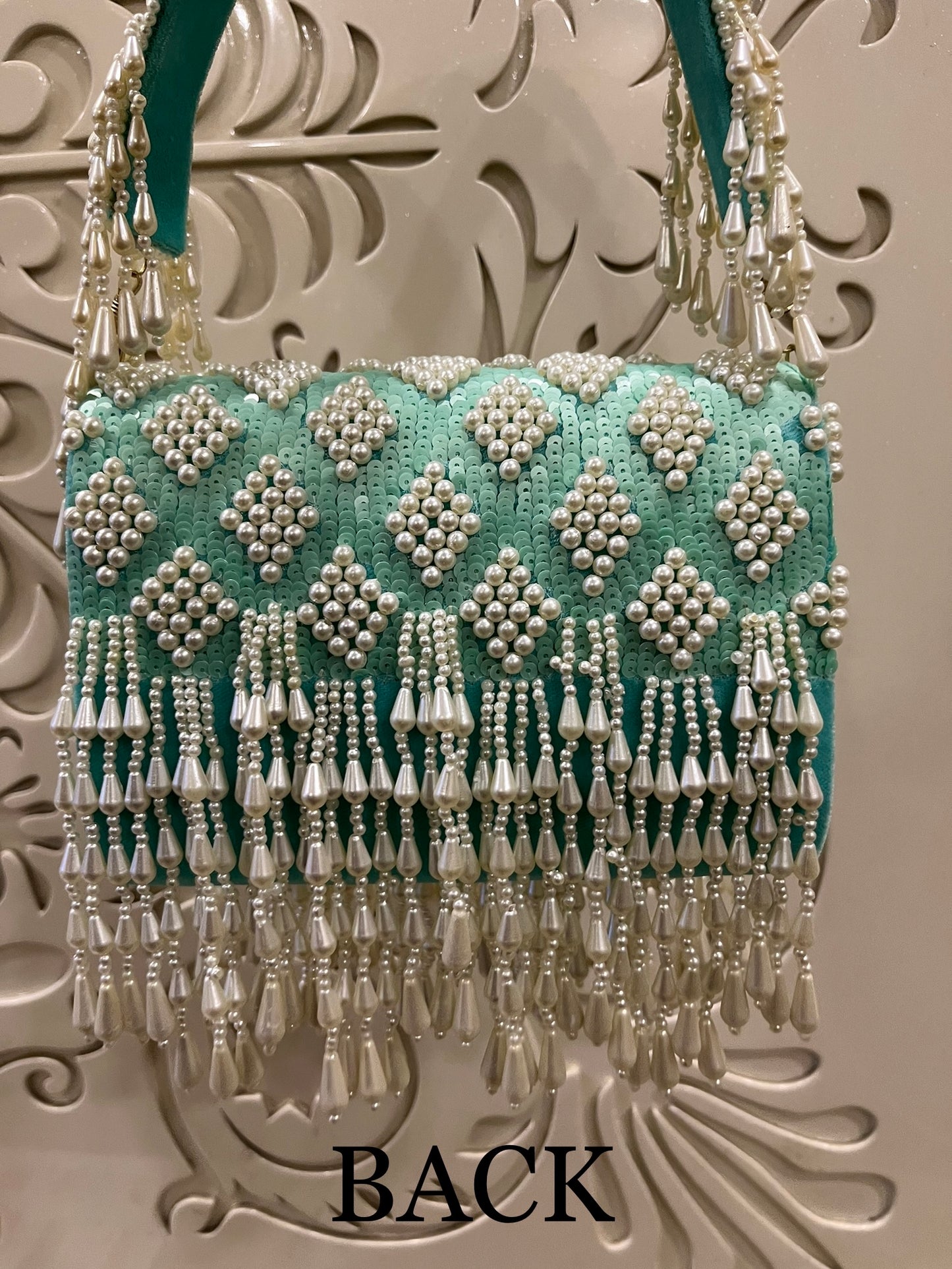 Sequin Pearl Flap Clutch Bag – Handmade Designer Bridal & Party Purse by Fashion Fusion India