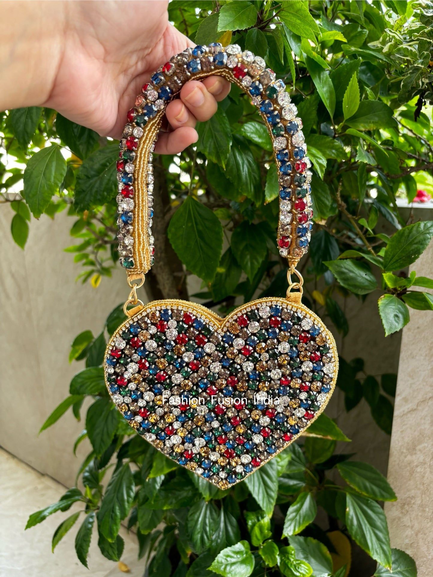 Stone Studded Heart Bag