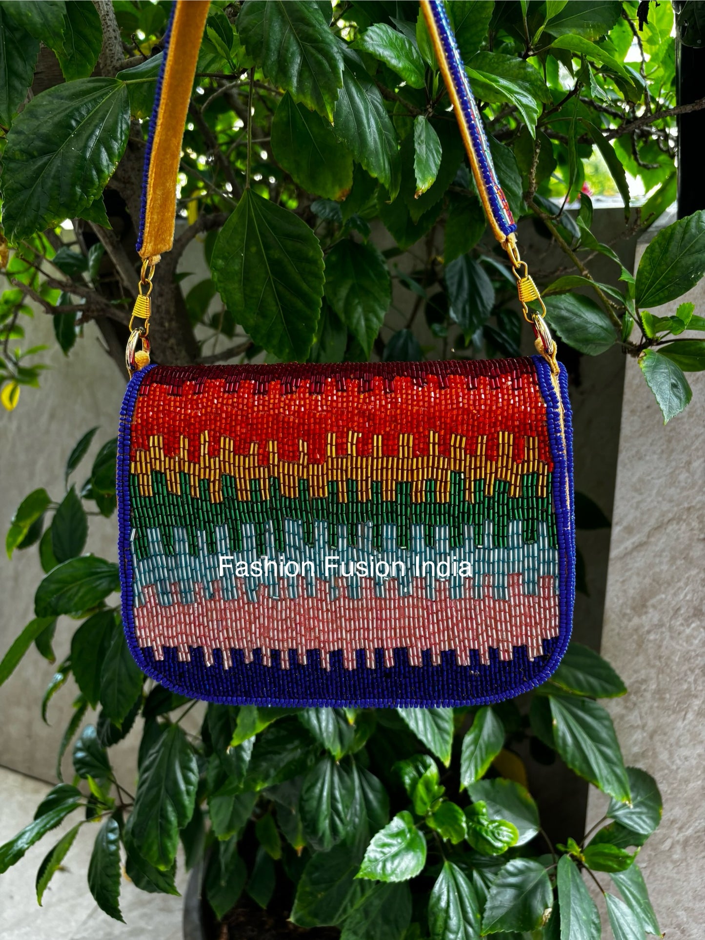 Multi Color Beaded Bag | Handmade Rainbow Beaded Purse | Boho Festival Shoulder Bag | Colorful Beaded Crossbody Handbag – Fashion Fusion India