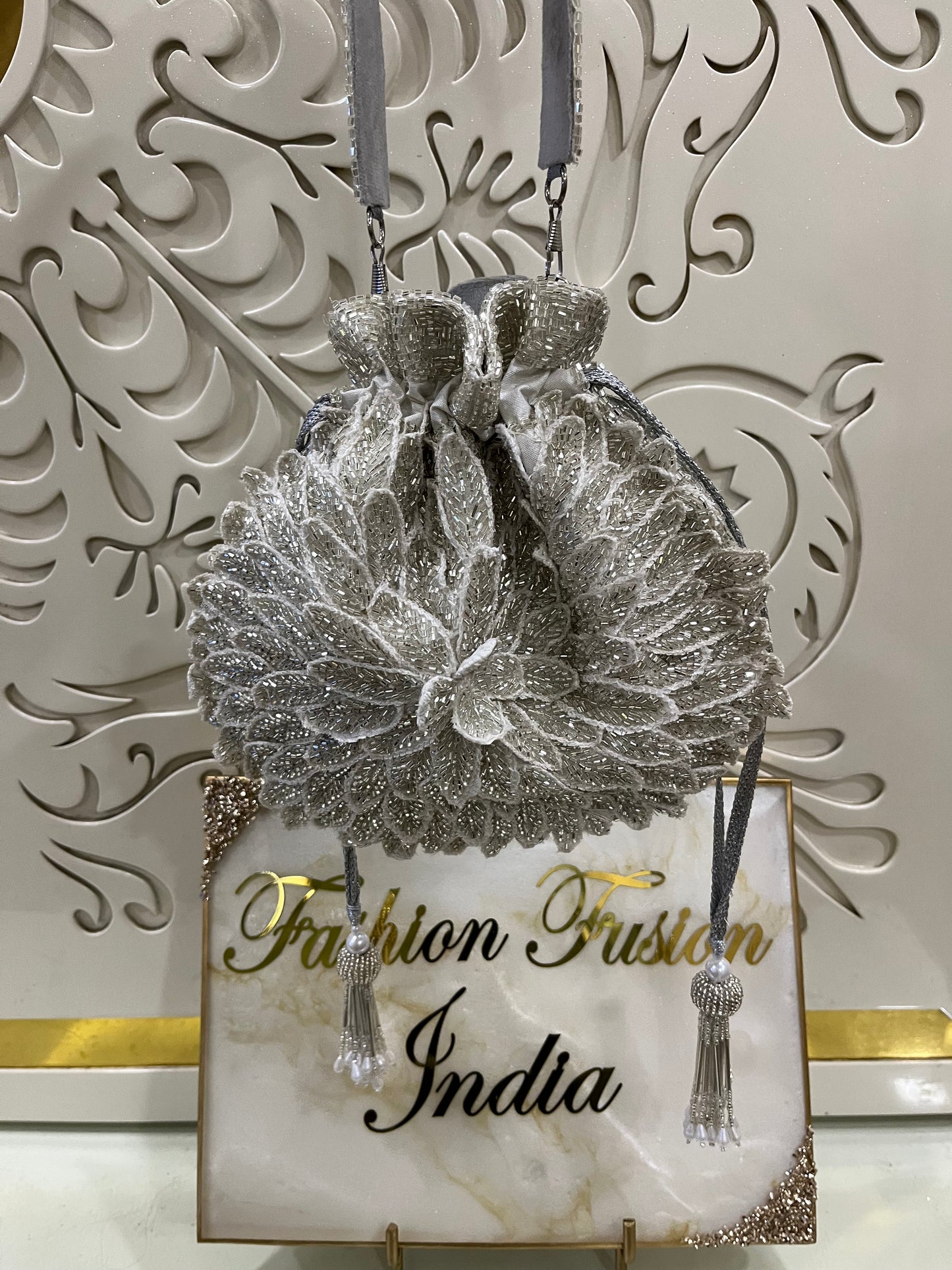 Red Embroidered Potli Bag | Velvet Wedding & Party Purse | Designer Fringe Potli Clutch | Indian Bridal Ethnic Handbag