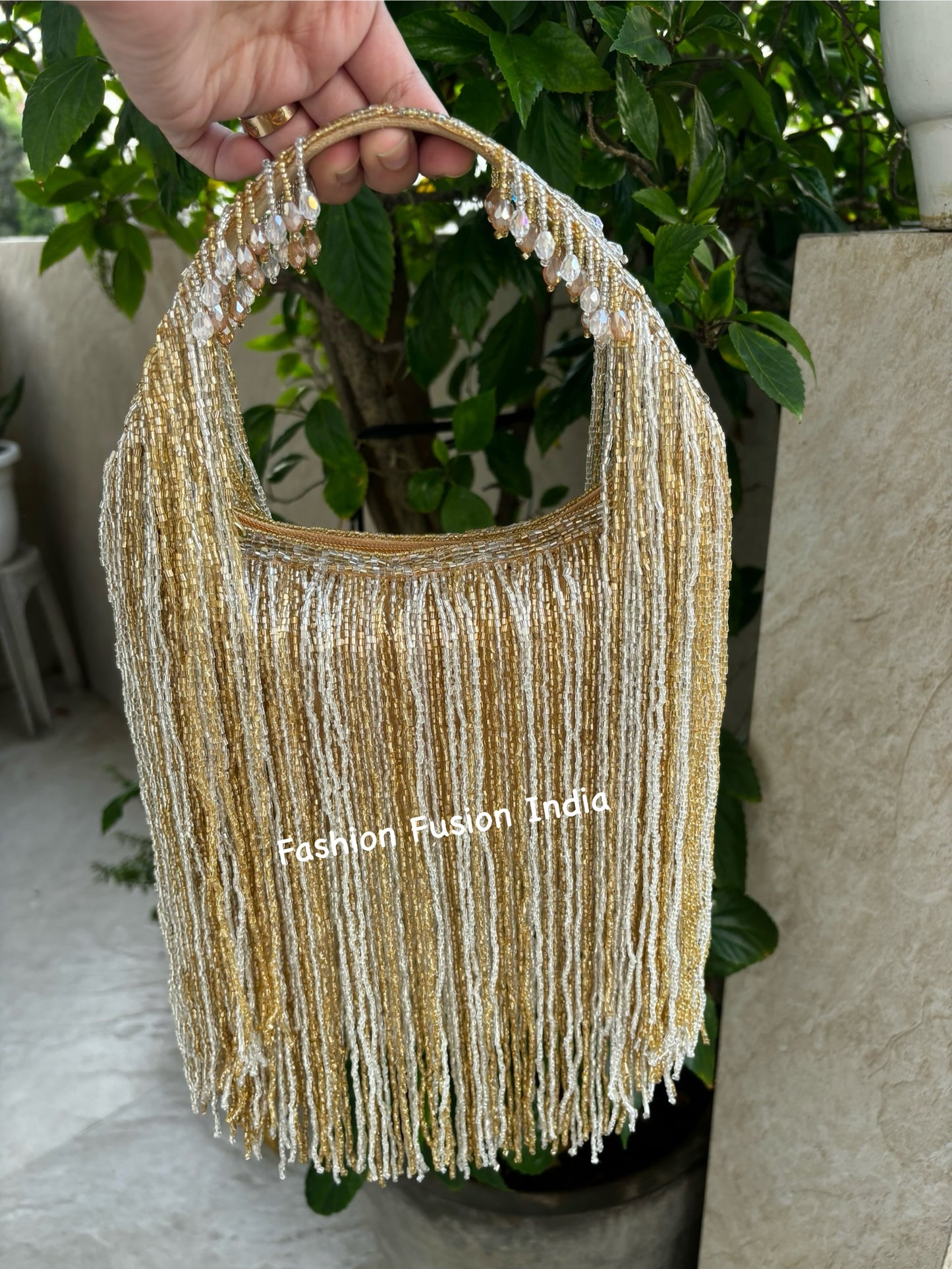 Beaded Tassel Bag | Handmade Evening Clutch | Bridal & Party Purse | Ethnic Handbag by Fashion Fusion India