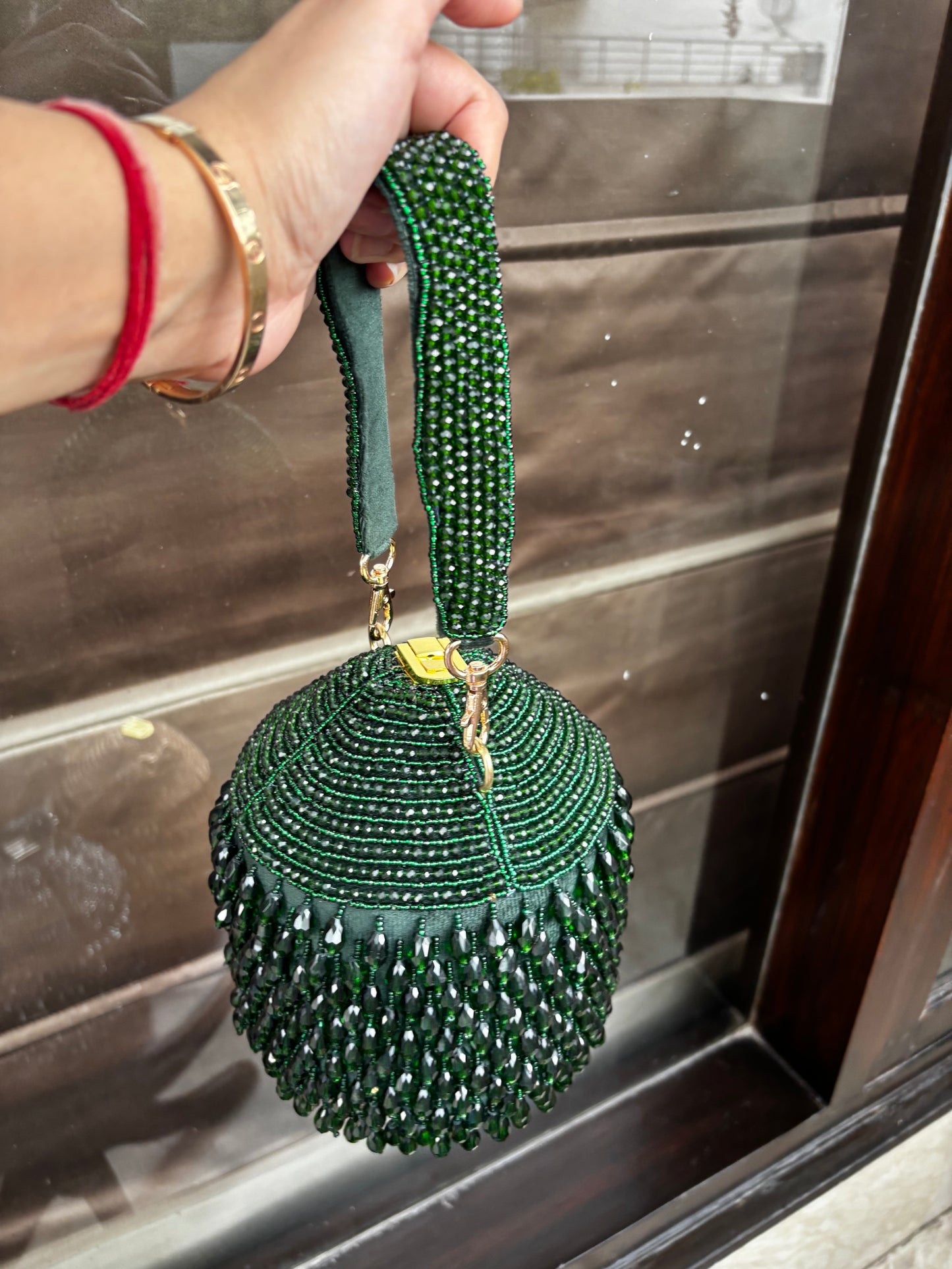 Blue Crystal Beaded Bucket Bag | Velvet Evening Purse with Royal Elegance