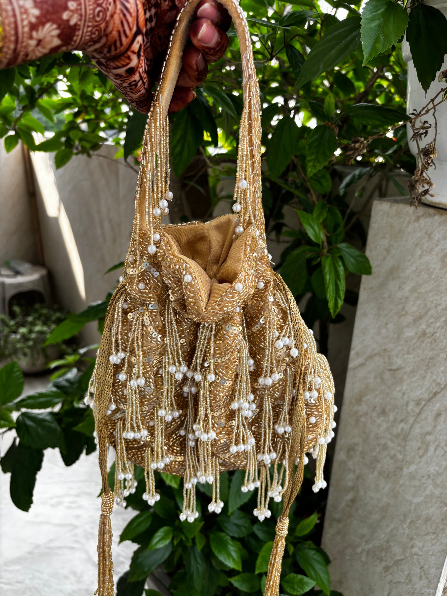 Gold Tassles Potli Bag