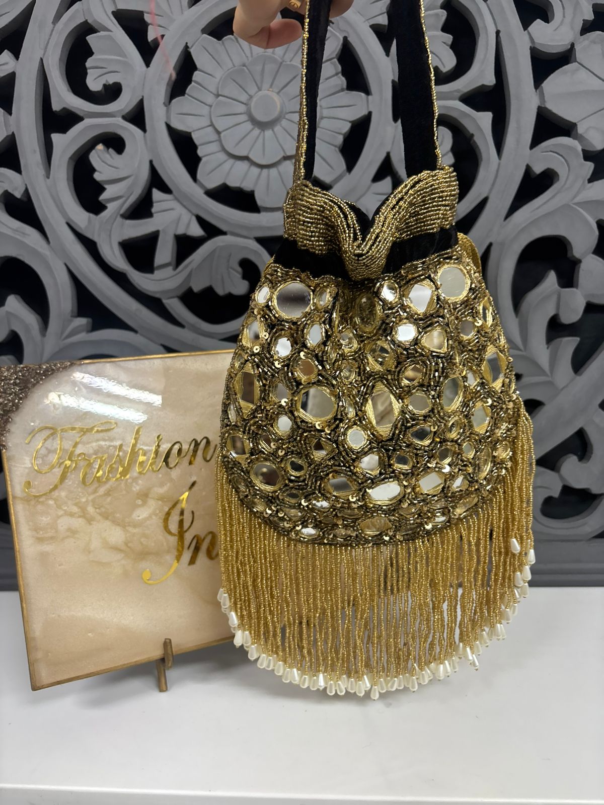 Black Mirror Embroidered Potli Bag