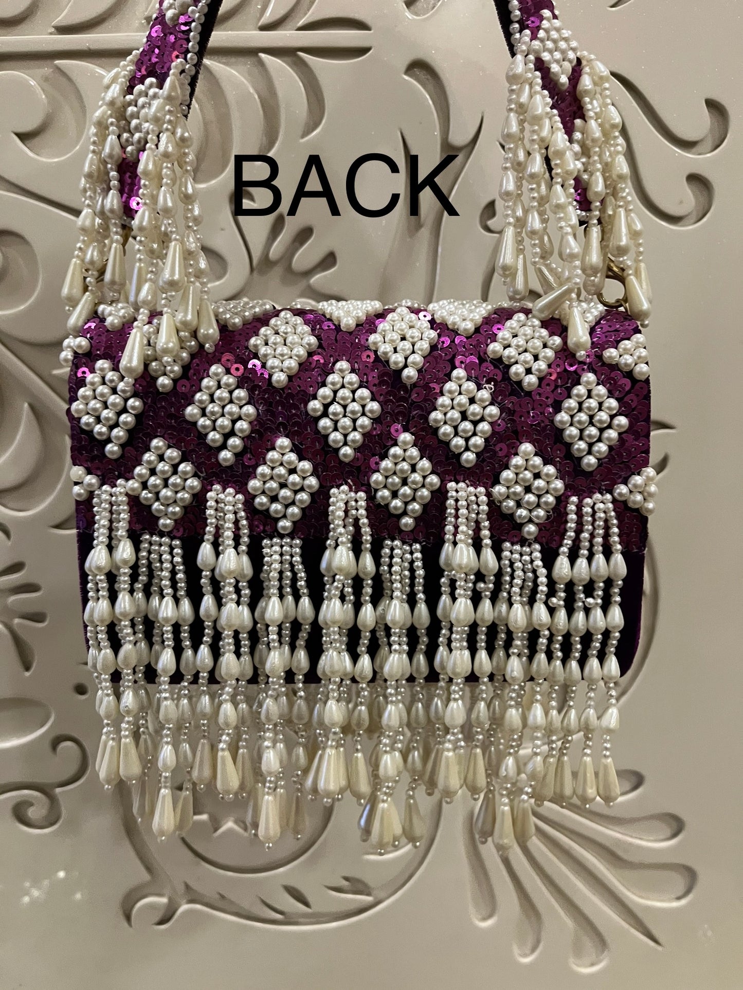 Sequin Pearl Flap Clutch Bag – Handmade Designer Bridal & Party Purse by Fashion Fusion India