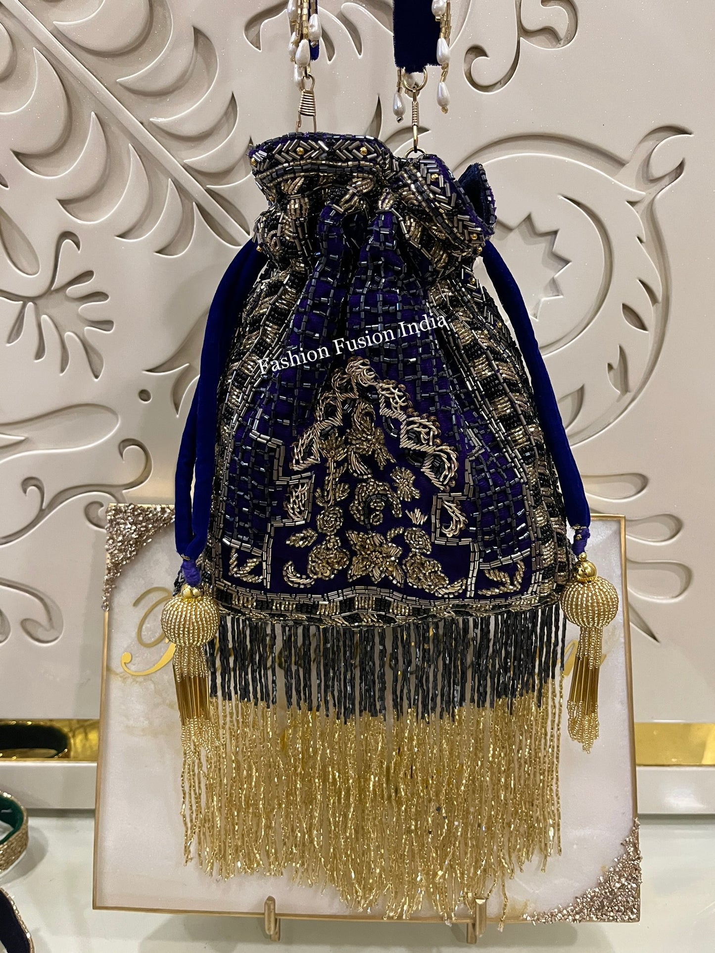 Purple Embroidered Potli Bag