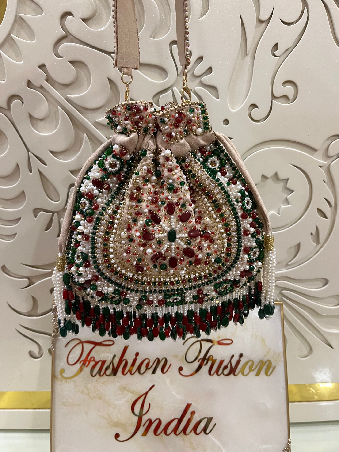 Multicolor Beaded Bridal Potli Bag – Handmade Designer Wedding & Festive Purse by Fashion Fusion India