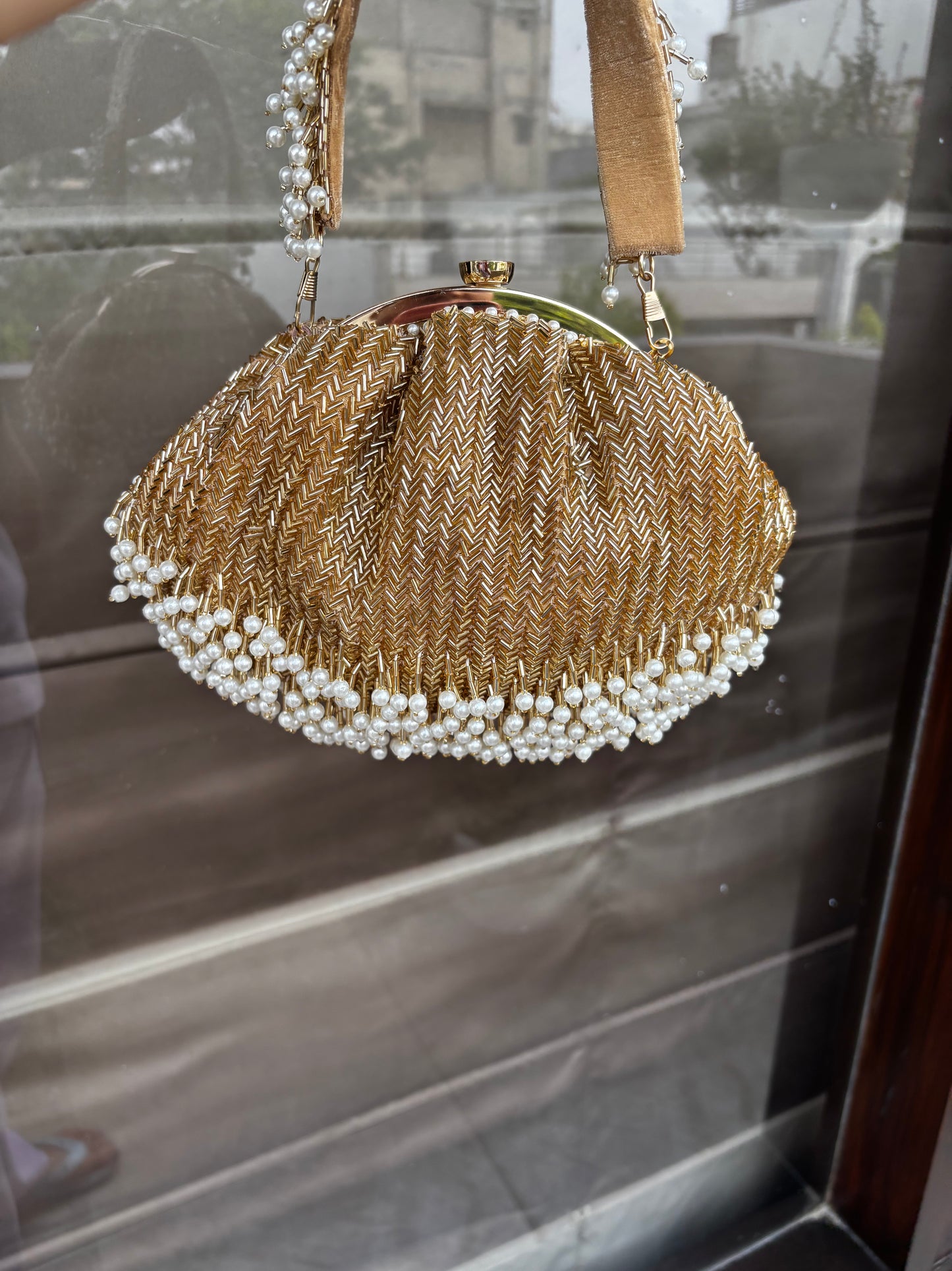 Gold Hand Embroidery Batua