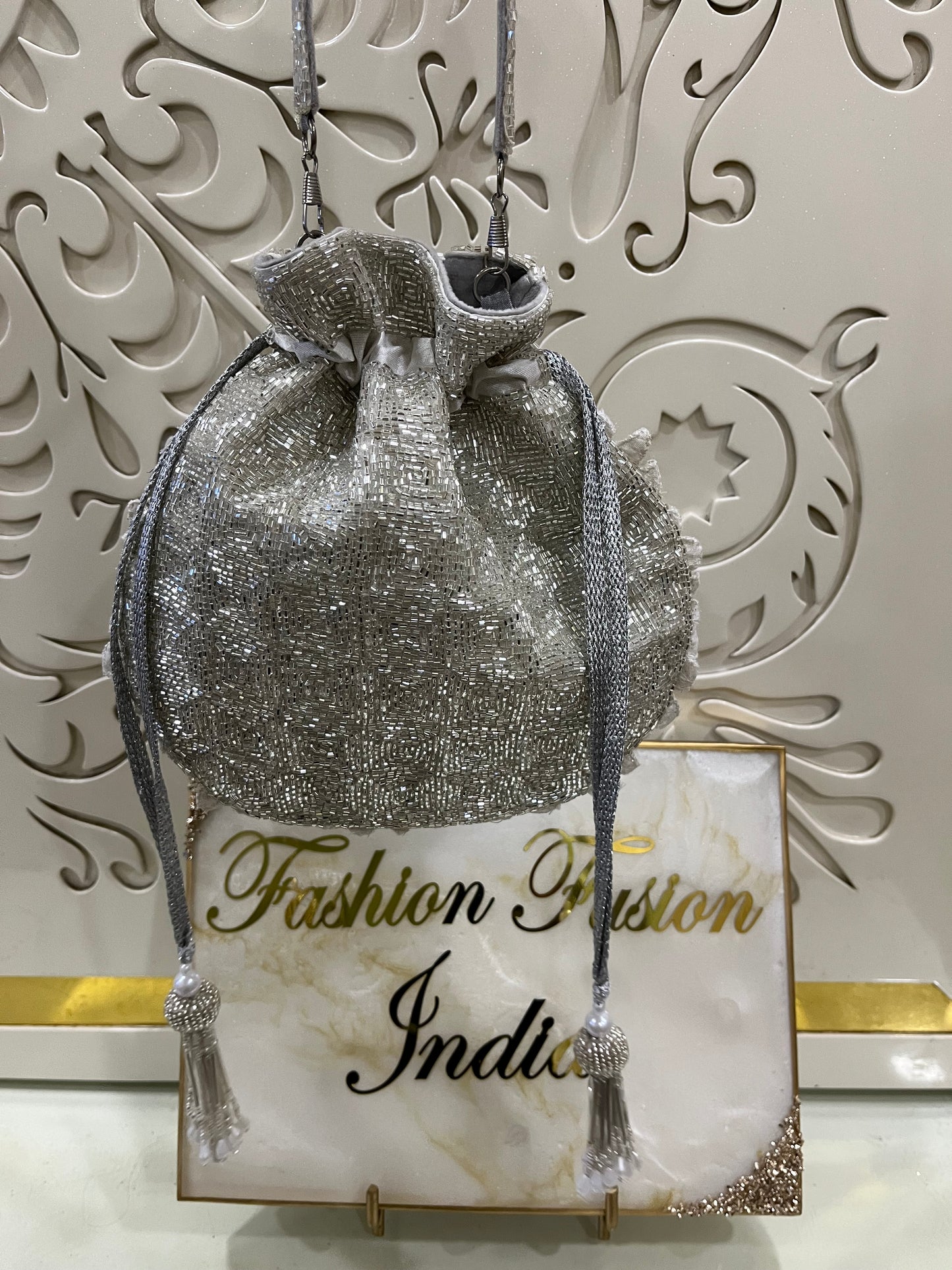 Red Embroidered Potli Bag | Velvet Wedding & Party Purse | Designer Fringe Potli Clutch | Indian Bridal Ethnic Handbag