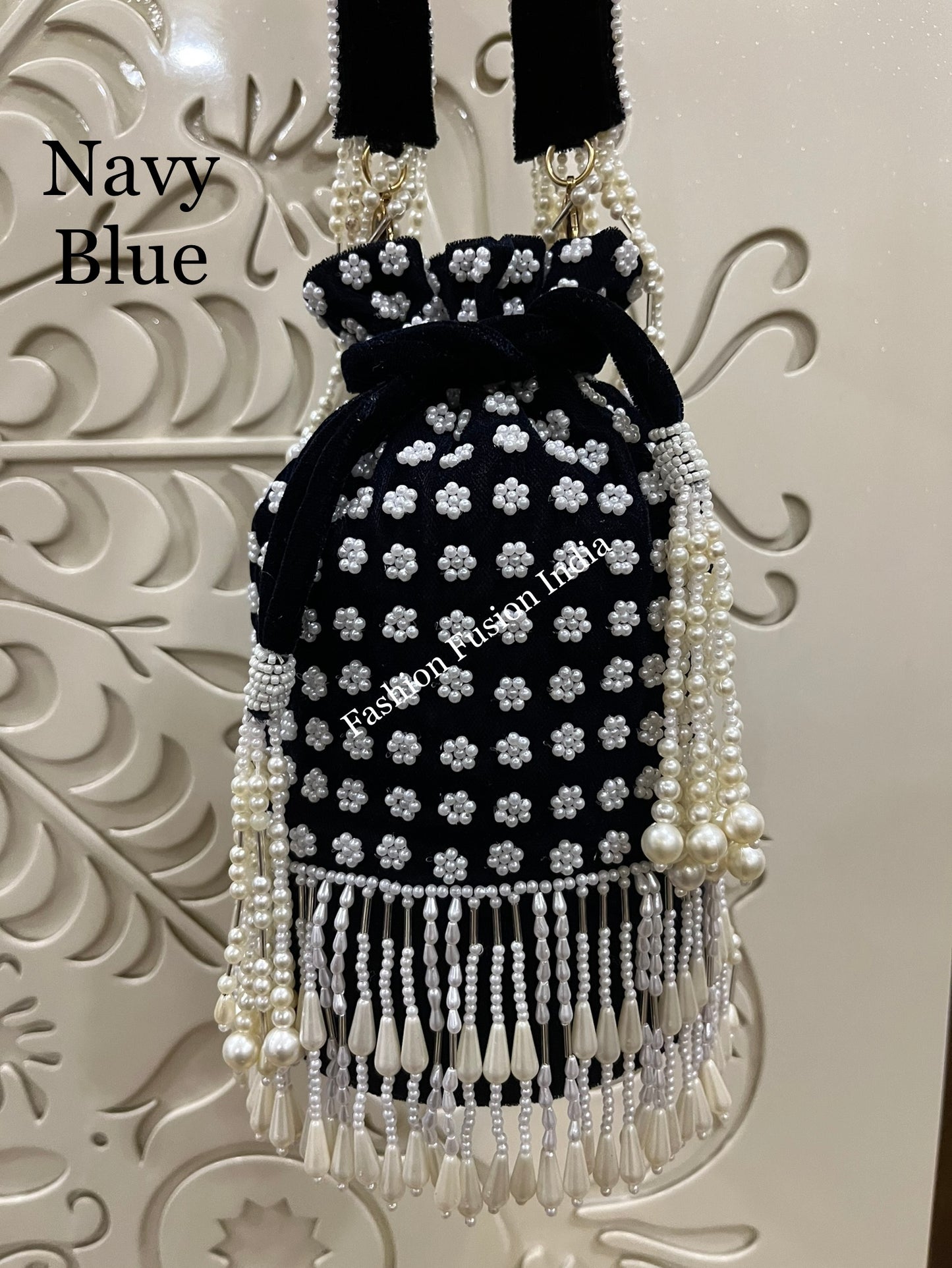 Long Pearl Potlis – Handcrafted Bridal & Festive Bags by Fashion Fusion India