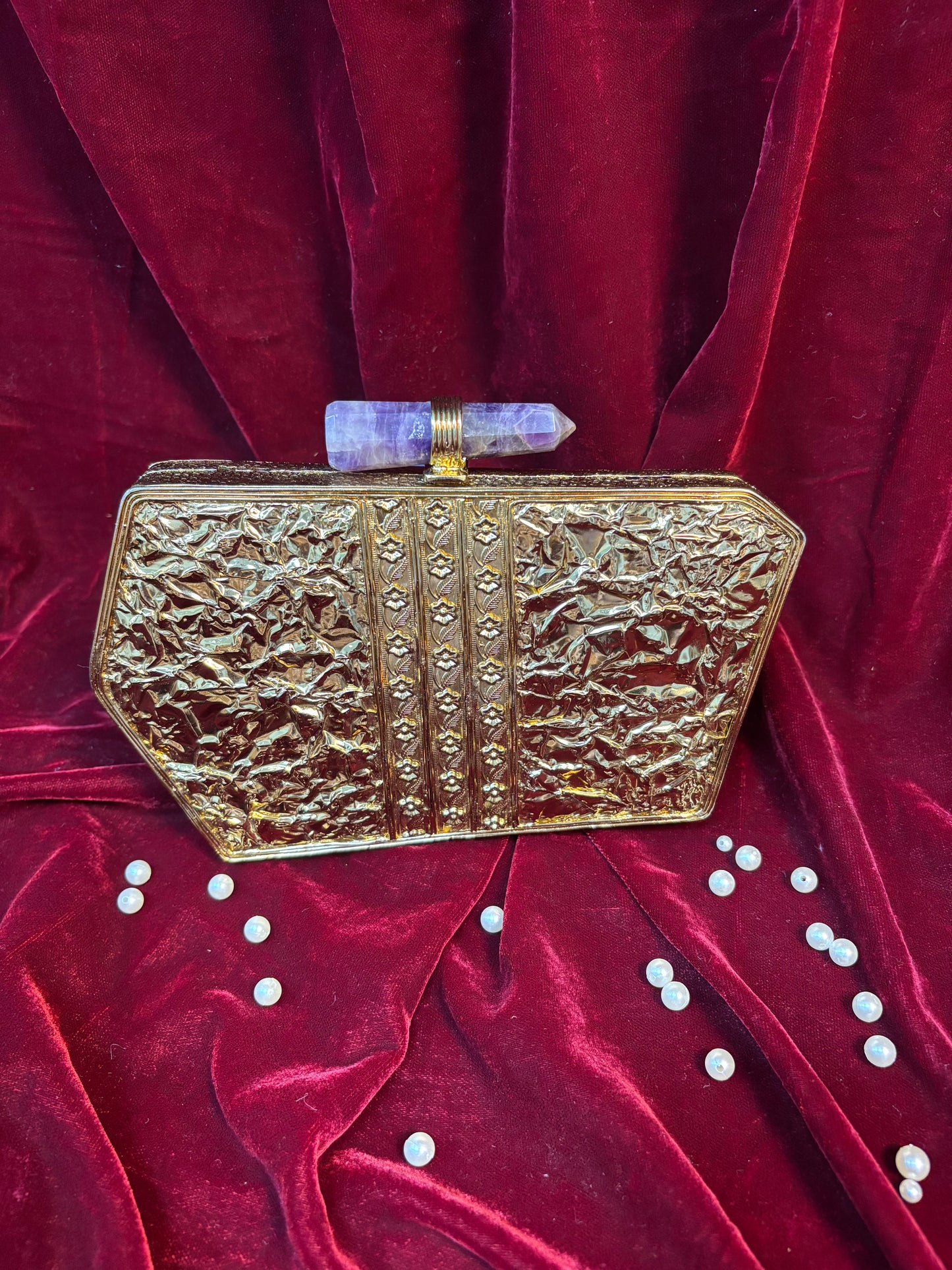 Antique Brass Clutch Bag – Handcrafted Bridal & Festive Purse by Fashion Fusion India