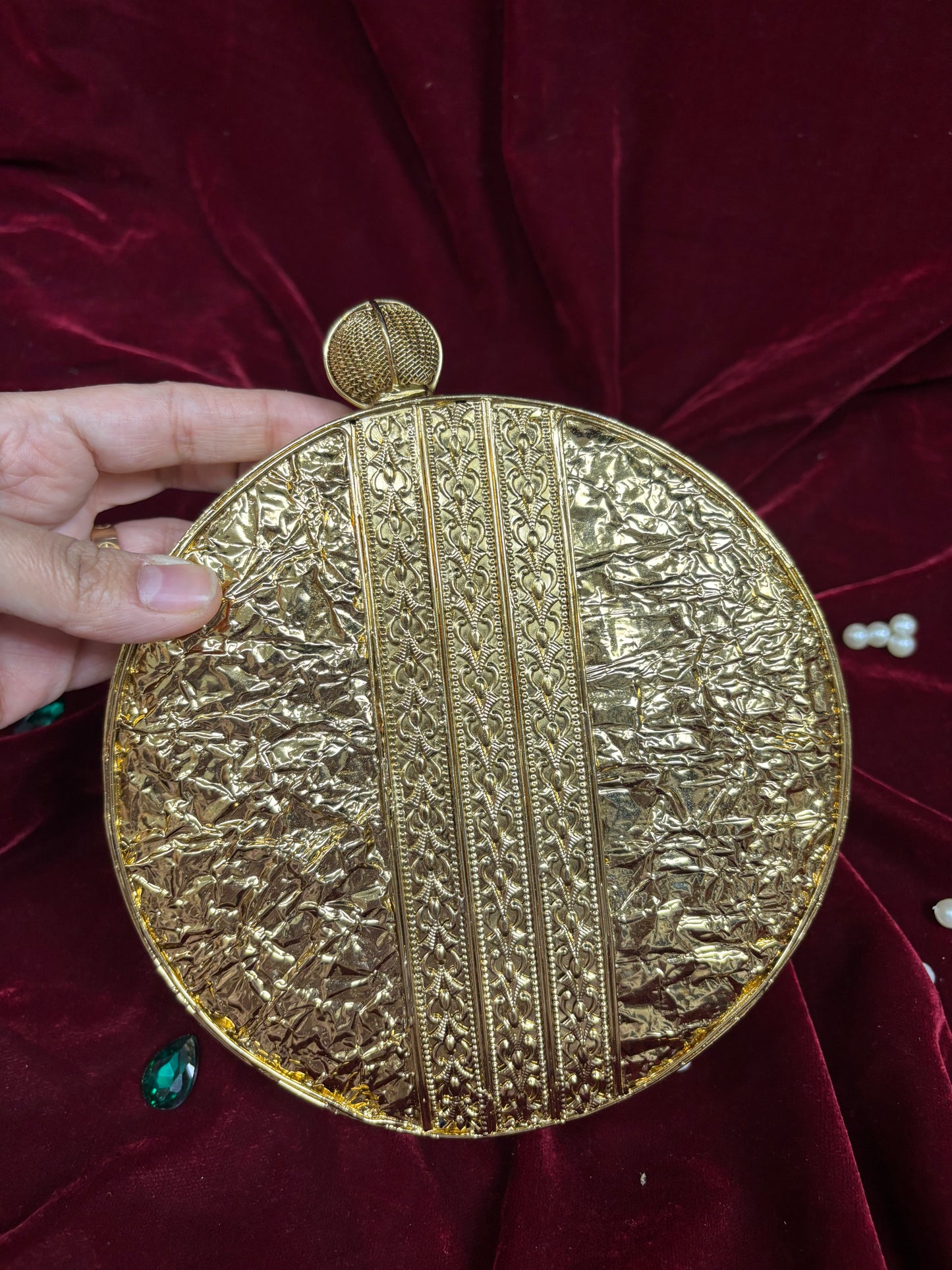 Mother of Pearl Brass Clutch Bag – Luxury Handcrafted Bridal & Festive Purse by Fashion Fusion India