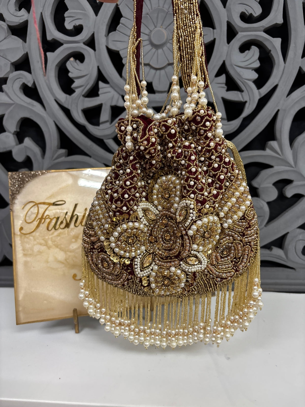 Mehroon Desginer Potli Bag