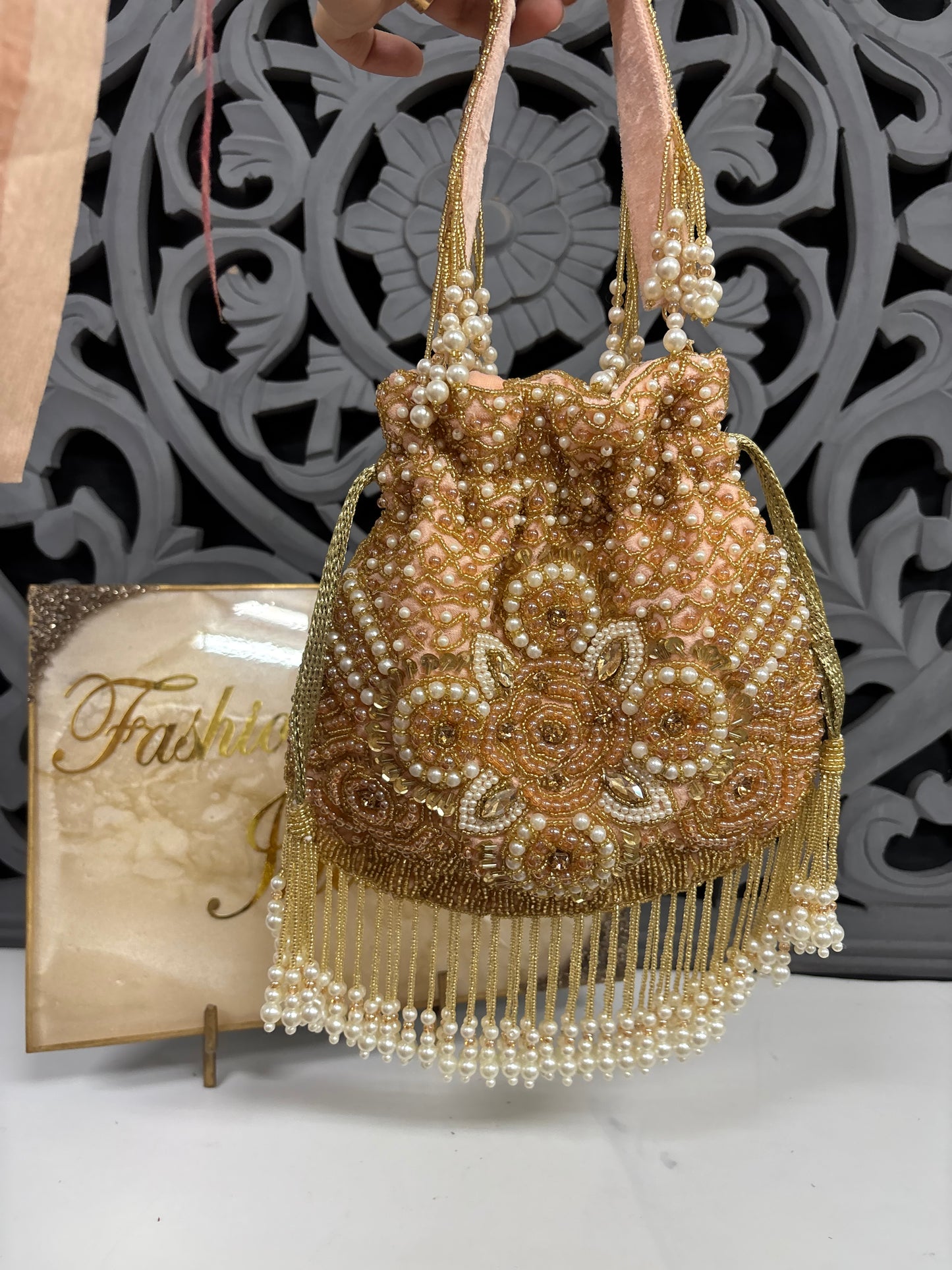 Peach Desginer Potli Bag