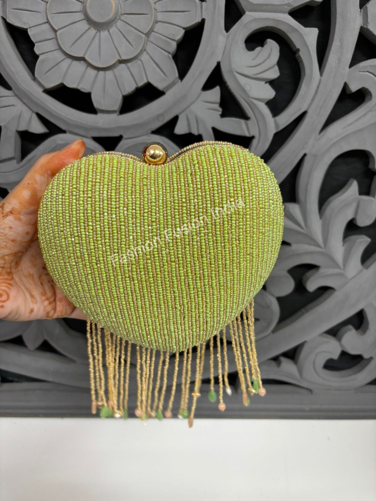 Embellished Heart Clutch Bag