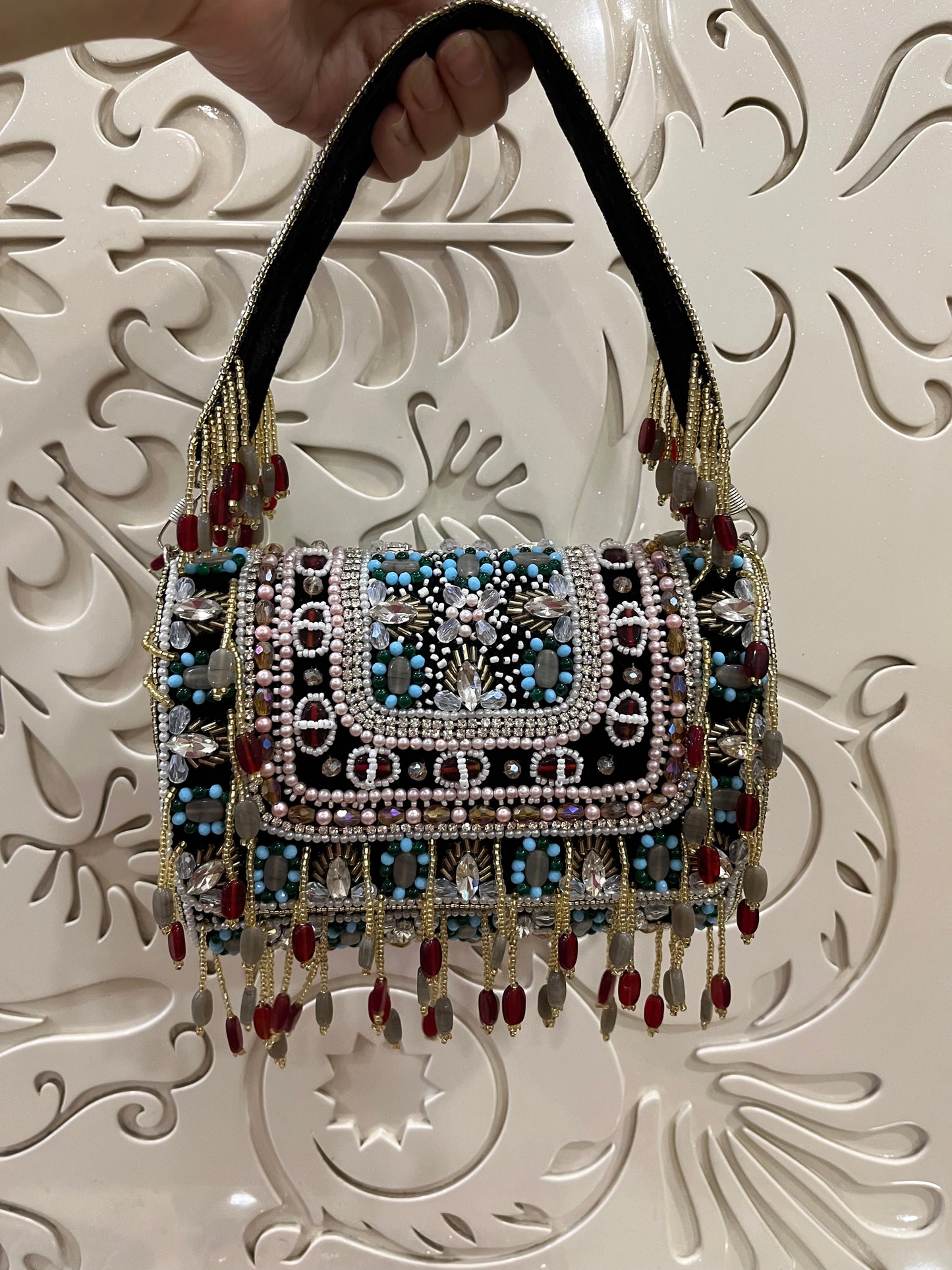 Beaded Jewel Flap Handbag – Handmade Designer Bridal & Party Purse by Fashion Fusion India