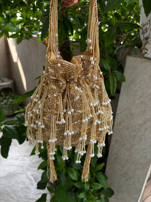 Gold Tassles Potli Bag