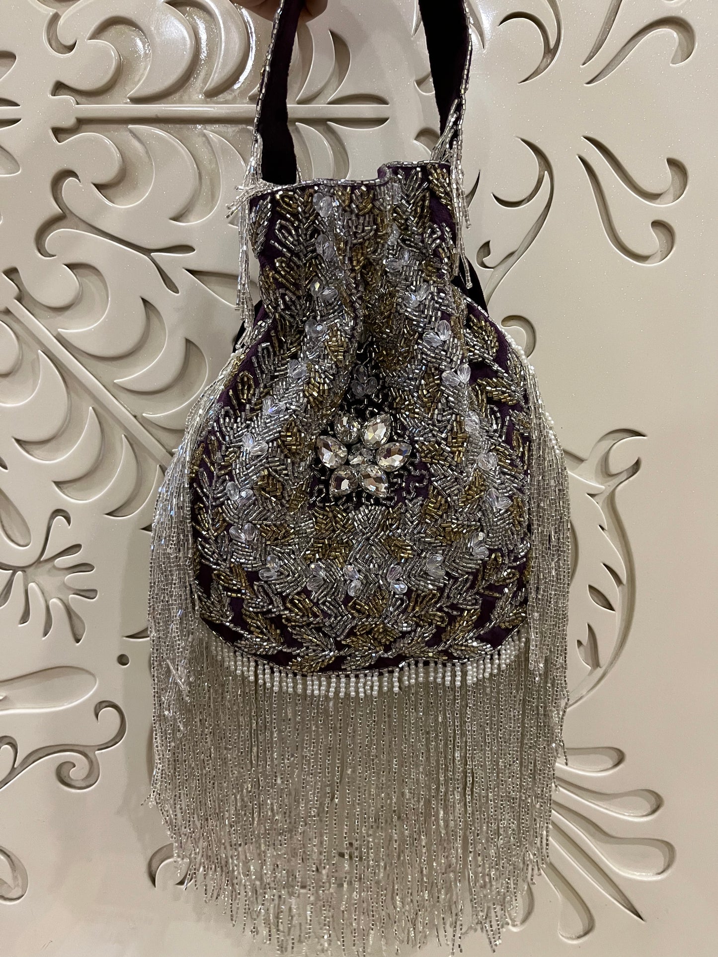 Purple Silver Gold Potli