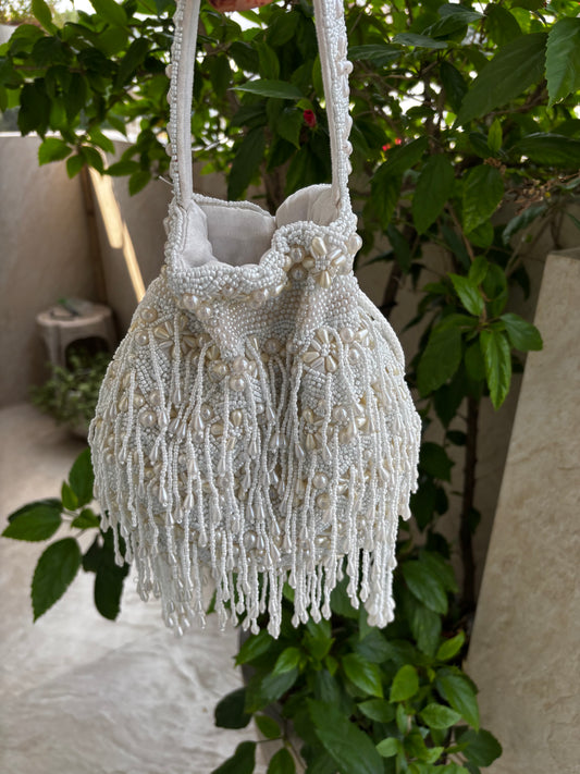 White Pearls Potli Bag