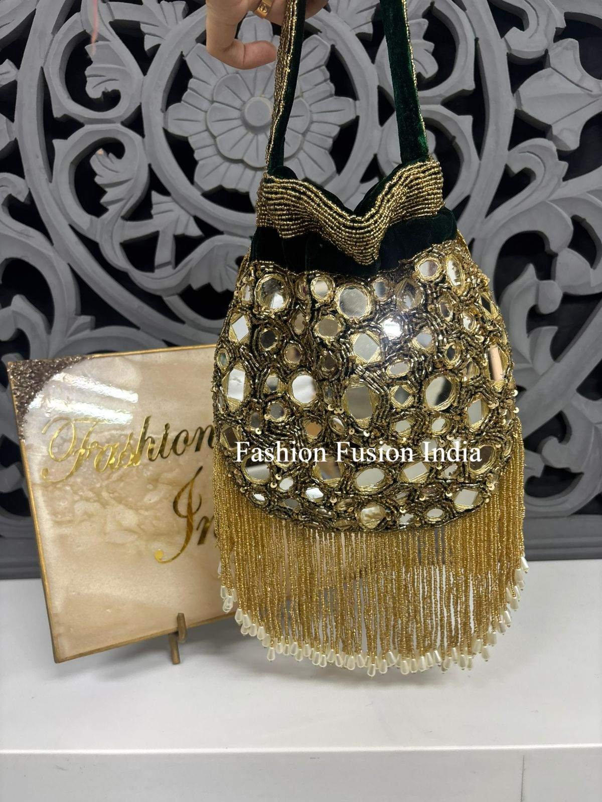 Black Mirror Embroidered Potli Bag