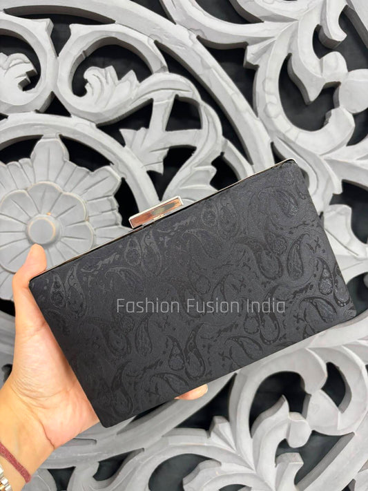 Black Jacquard Clutch Bag