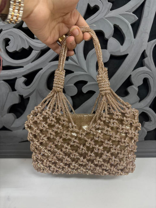 Copper Gold Rhinestone Designer Handbag for Women