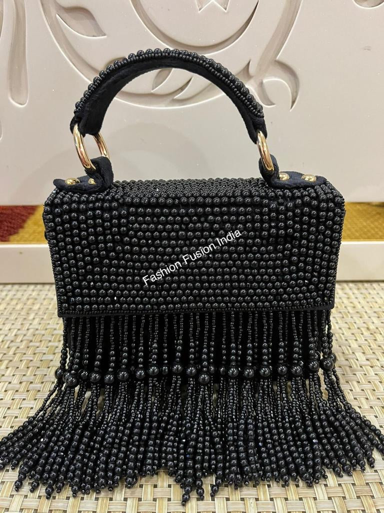 Beaded Pearl Fringe Handbag