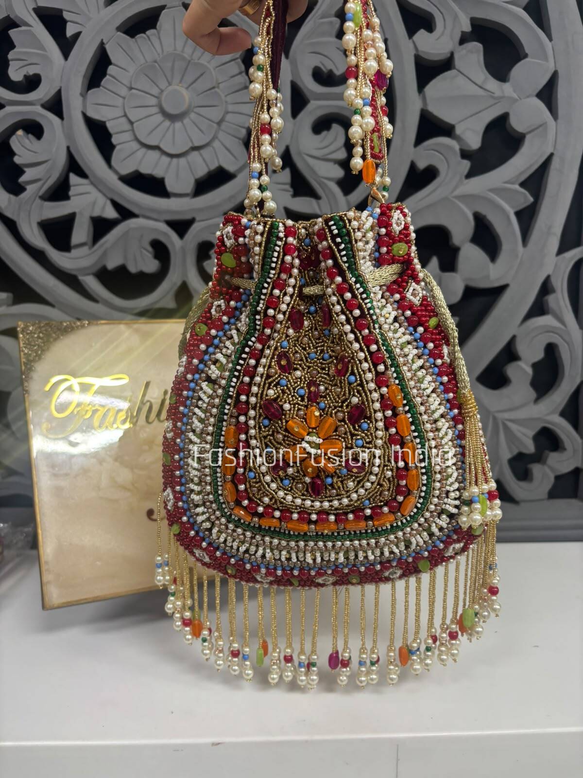 Designer Maroon Bridal Potli bag