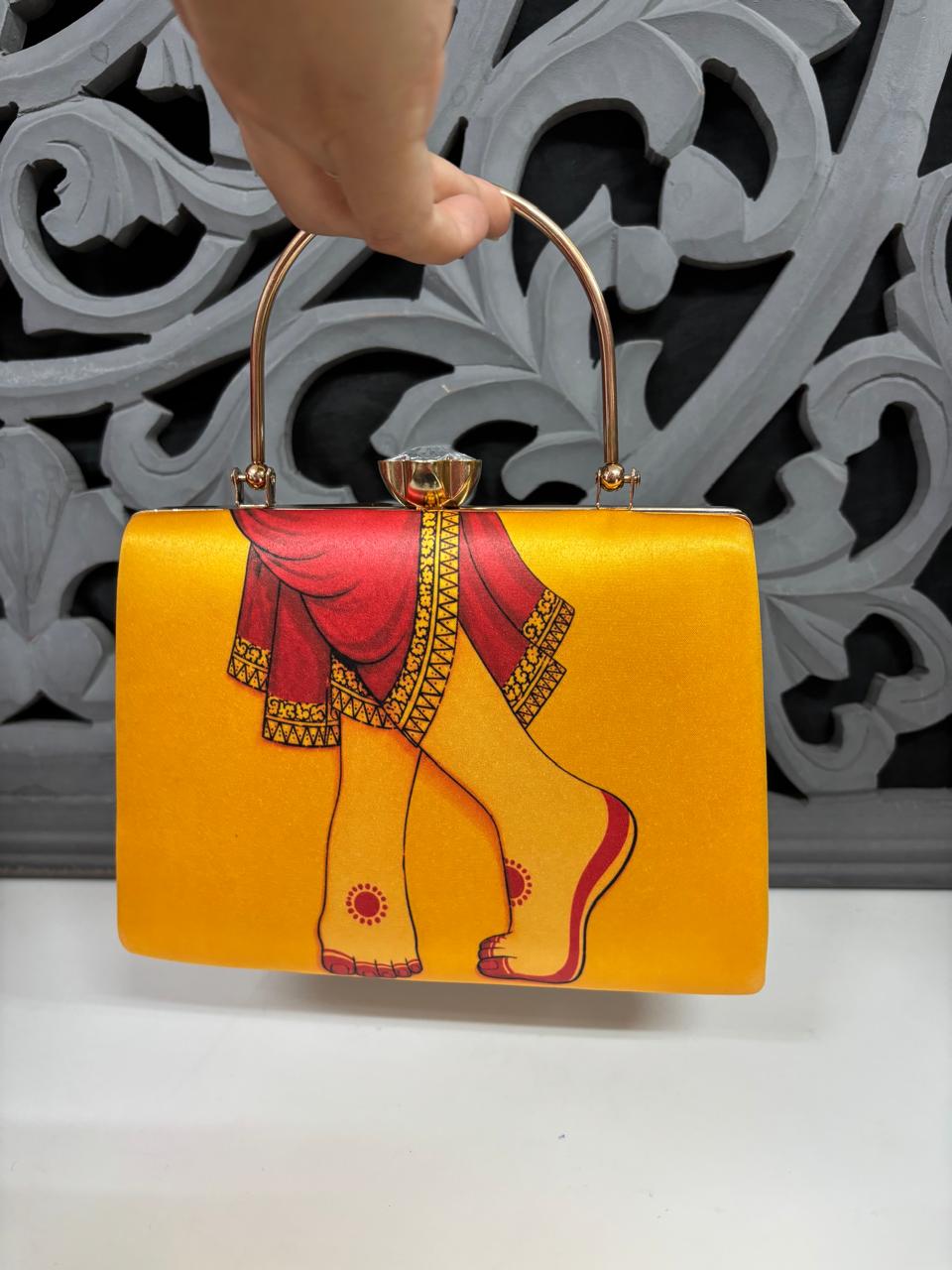 Yellow Ghunghroo Digital Highlight Clutch Bag