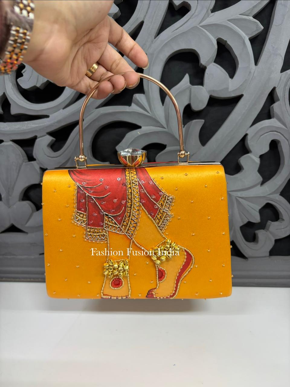 Yellow Ghunghroo Digital Highlight Clutch Bag