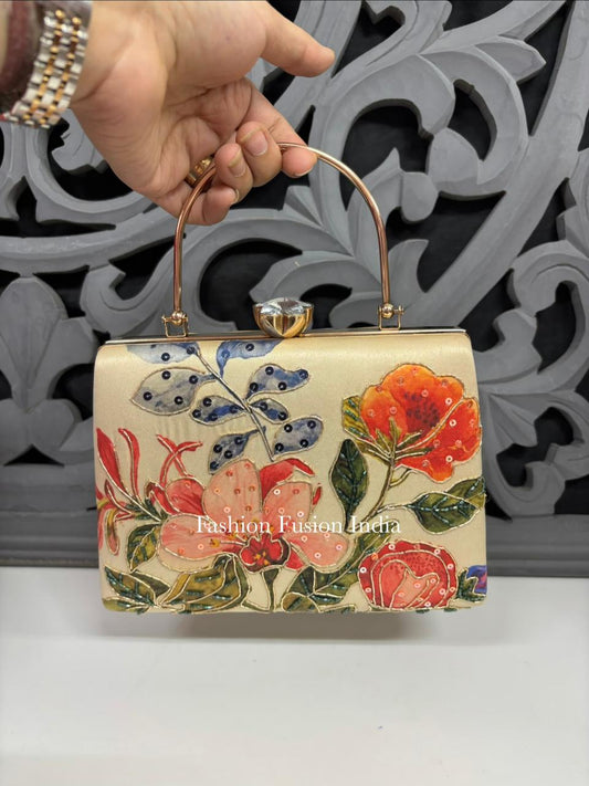 Digital Highlight Floral Clutch Bag by Fashion Fusion India