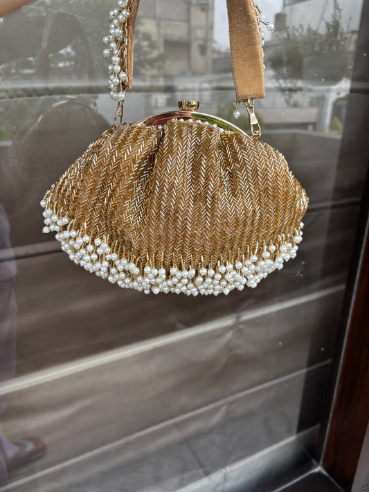 Gold Hand Embroidery Batua