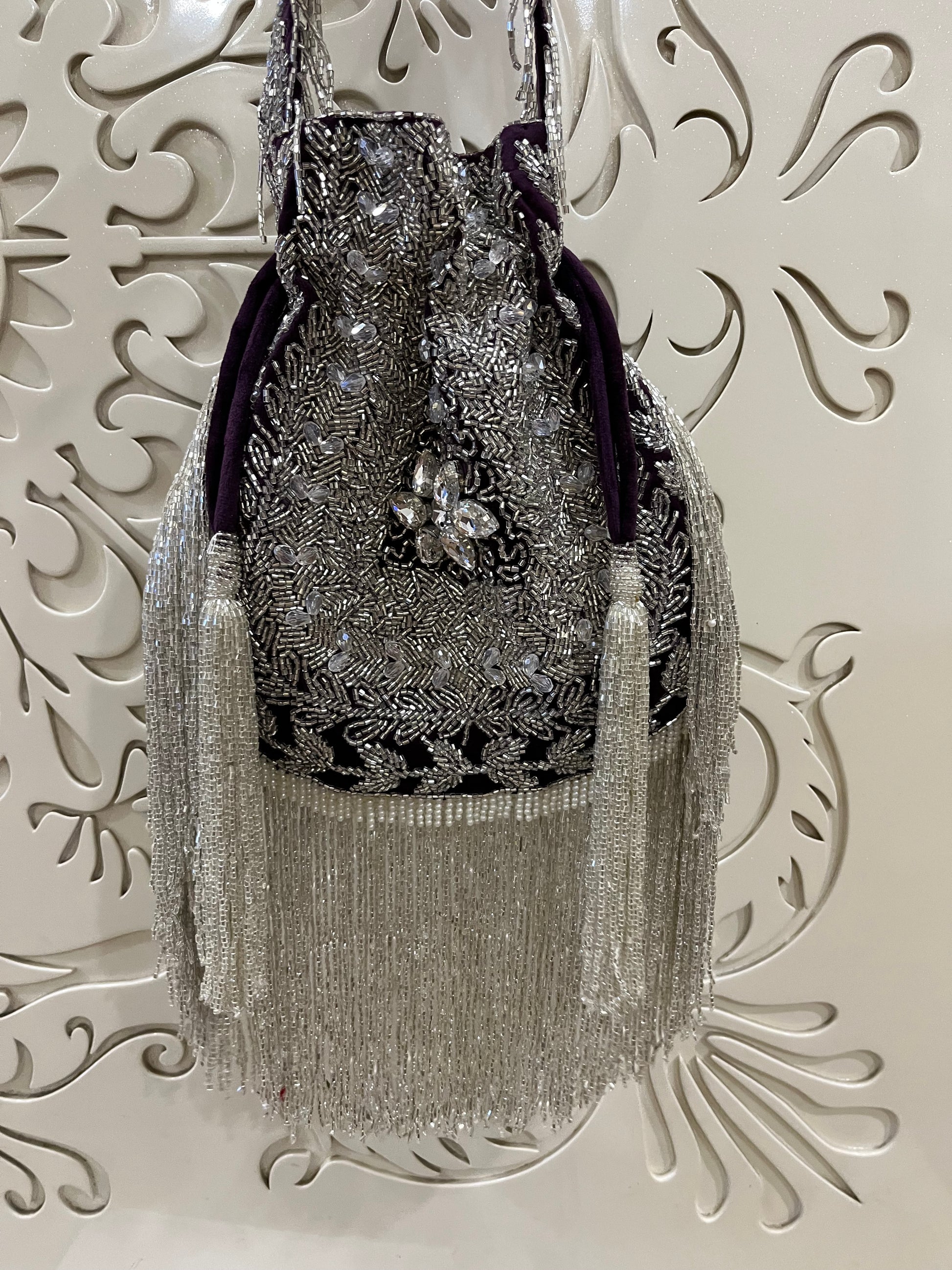 Silver Embroidered Potli Bag