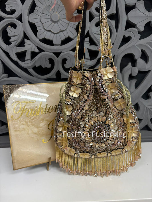 Embellished Black Handcrafted Potli Bag