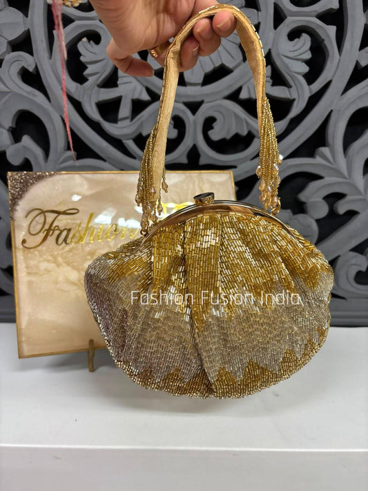 Gold & silver Pearl Beaded Bridal Batua Bag