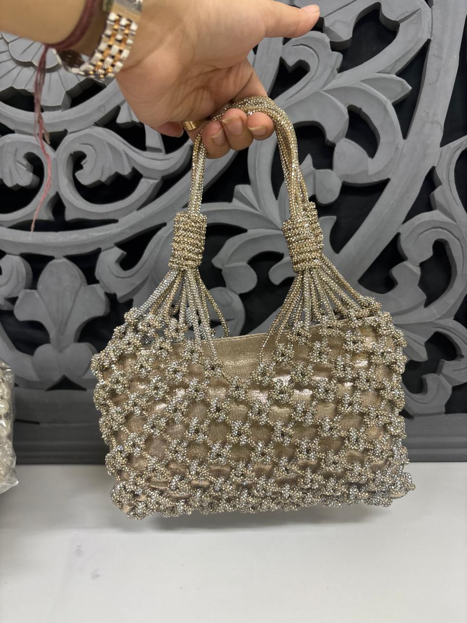 Gold and Silver Rhinestone Handbag for Women