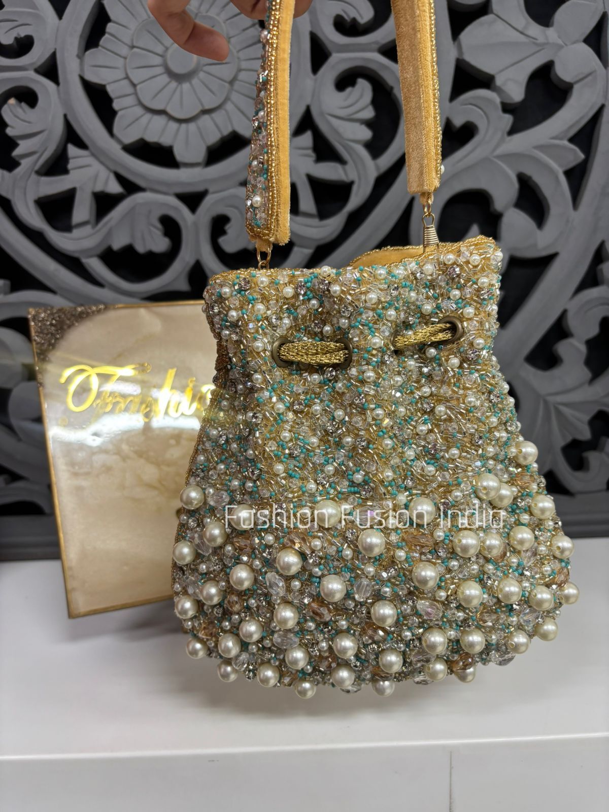 Golden Pearl Handcrafted Potli Bag