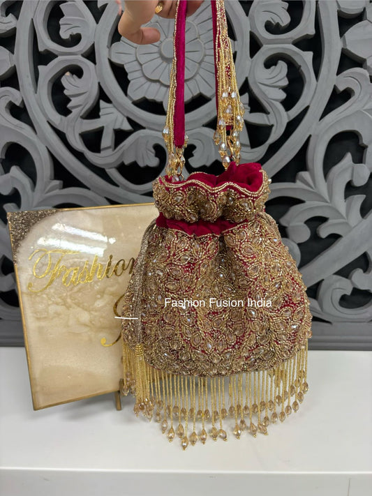 Hot Pink Luxury Ethnic Potli Bag