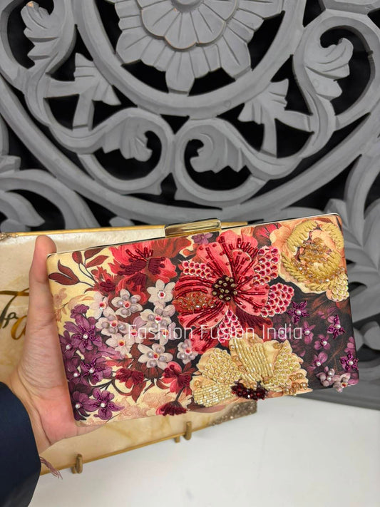 Luxury Cream Embroidered Clutch Bag for Women