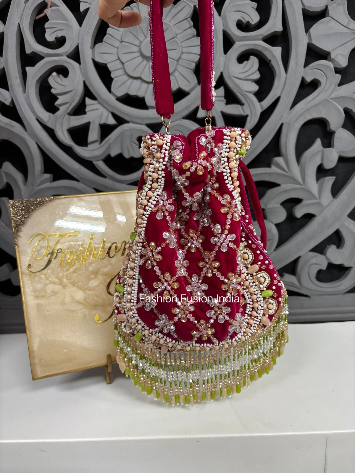 Red Crystal potli bag