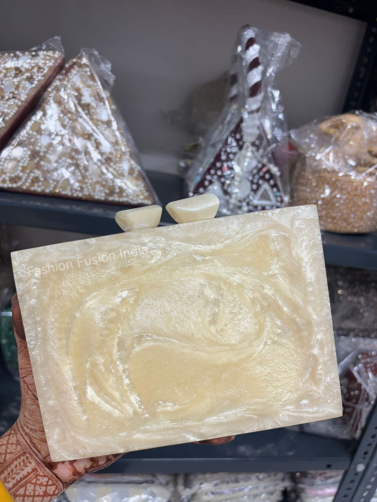 Bar of soap with 'Fashion Fusion India' branding on a blurred background