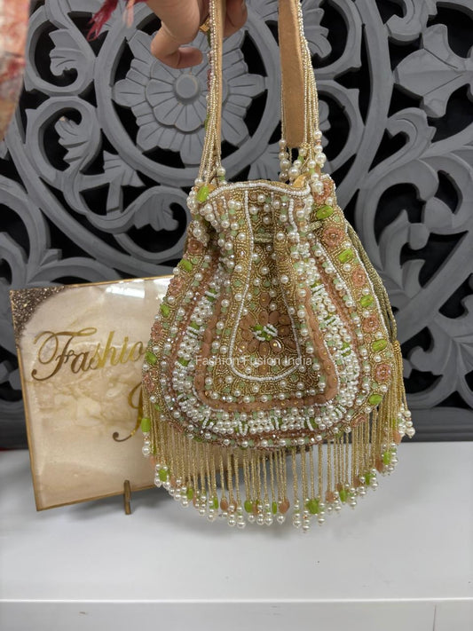 Multicolor Beaded Bridal Potli Bag – Designer Wedding Handbag by Fashion Fusion India