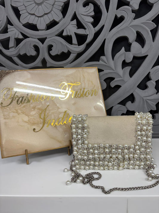 Pearl Embellished Clutch Bag