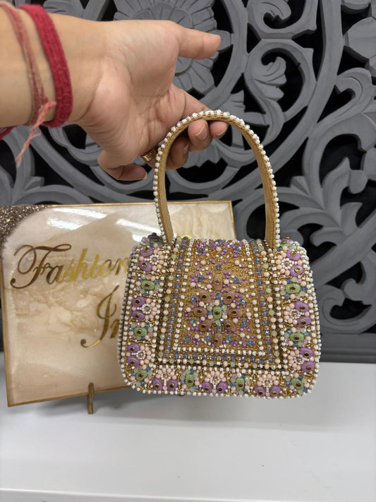 Designer Beaded Flap Clutch Bag for Weddings & Festive Occasions