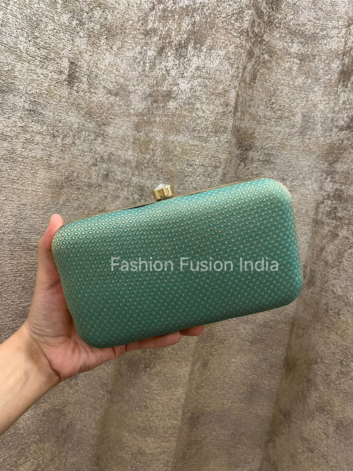 Green Textured Clutch Bag